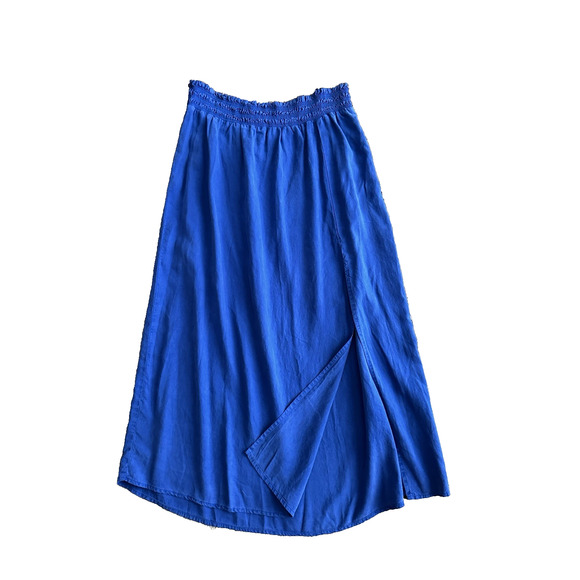 Cloth + Stone Skirt Pull-On Blue Midi Skirt w/ Slit Evereve - L - New - Picture 1 of 7